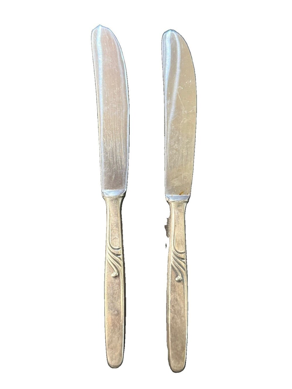 Set of 2 German Rostfrei 90 Silverplate Butter Knives 6 3/4in Vintage Flatware